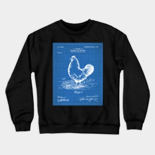 Chicken Hens Patent - Chef Cook Chicken Coop Art - Blueprint Crewneck Sweatshirt